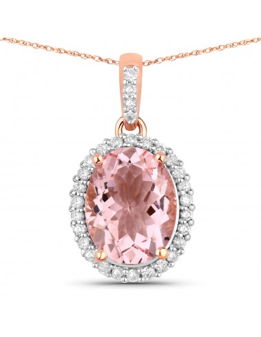 1.76 Carat Genuine Morganite and White Diamond 14K Rose Gold Pendant une grave pollution 