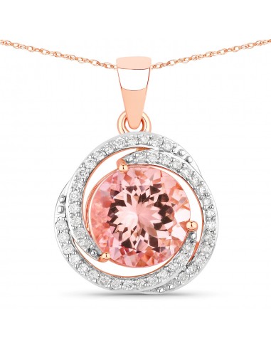 2.49 Carat Genuine Morganite and White Diamond 14K Rose Gold Pendant en ligne