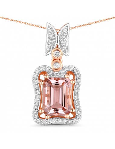 1.93 Carat Genuine Morganite and White Diamond 14K Rose Gold Pendant est présent 