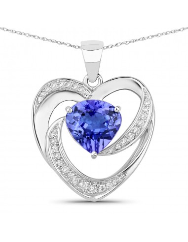 2.41 Carat Genuine Tanzanite and White Diamond 14K White Gold Pendant vente chaude votre 