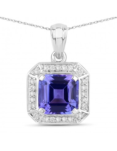 2.79 Carat Genuine Tanzanite and White Diamond 14K White Gold Pendant store