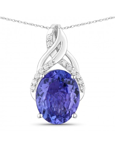 2.58 Carat Genuine Tanzanite and White Diamond 14K White Gold Pendant JUSQU'A -70%! 