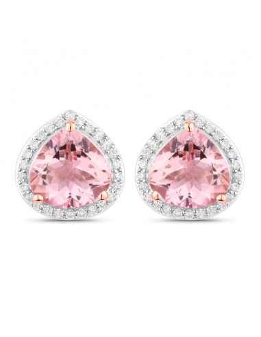 3.27 Carat Genuine Morganite and White Diamond 14K Rose Gold Earrings la colonne vertébrale