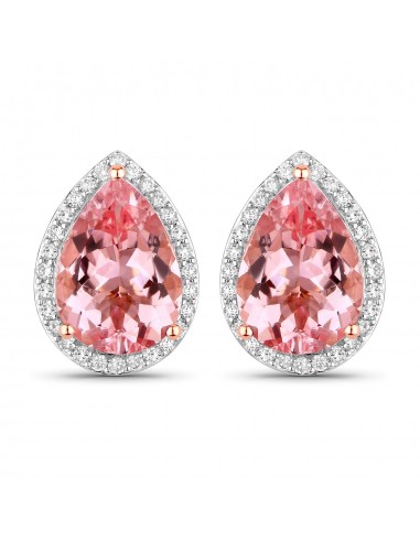 3.26 Carat Genuine Morganite and White Diamond 14K Rose Gold Earrings s'inspire de l'anatomie humaine