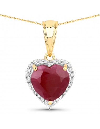 4.47 Carat Genuine Ruby and White Diamond 14K Yellow Gold Pendant de la marque