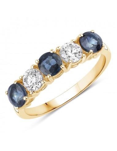 1.31 Carat Genuine Blue Sapphire and Lab Grown Diamond 14K Yellow Gold Ring l'évolution des habitudes 