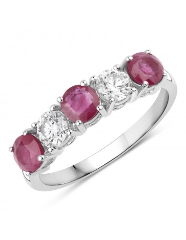 1.40 Carat Genuine Ruby and Lab Grown Diamond 14K White Gold Ring l'achat 