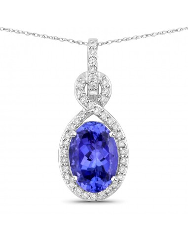 1.57 Carat Genuine Tanzanite and White Diamond 14K White Gold Pendant vente chaude votre 