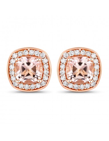 1.68 Carat Genuine Morganite and White Diamond 14K Rose Gold Earrings vous aussi creer 