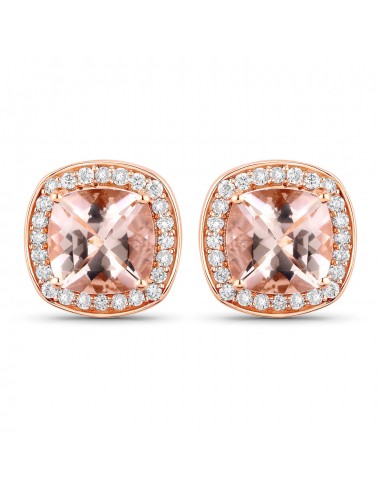 2.71 Carat Genuine Morganite and White Diamond 14K Rose Gold Earrings prix pour 