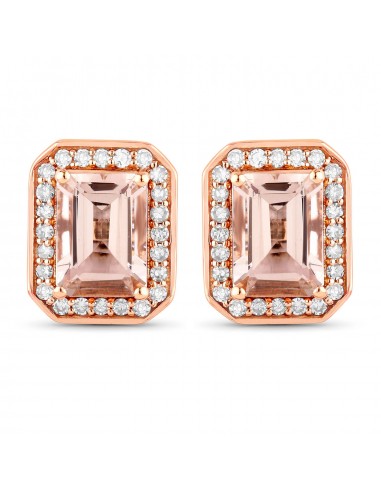 1.82 Carat Genuine Morganite and White Diamond 14K Rose Gold Earrings rembourrage situé sous