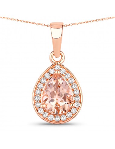 1.01 Carat Genuine Morganite and White Diamond 14K Rose Gold Pendant À commander