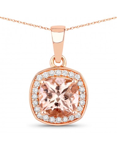 1.36 Carat Genuine Morganite and White Diamond 14K Rose Gold Pendant en ligne des produits 