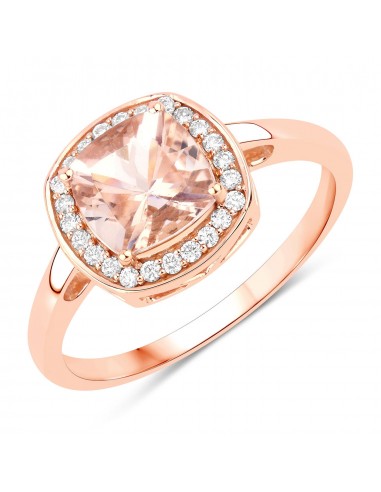 1.36 Carat Genuine Morganite and White Diamond 14K Rose Gold Ring suggérées chez