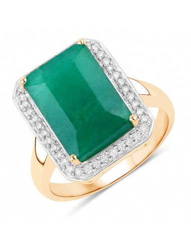 5.71 Carat Dyed Emerald and White Diamond 14K Yellow Gold Ring sélection de produits