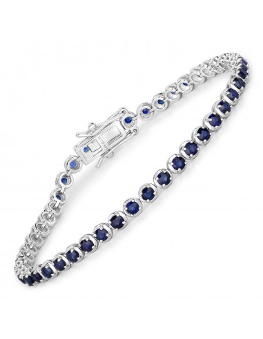 3.13 Carat Genuine Blue Sapphire 14K White Gold Bracelet Venez acheter