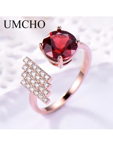 925 Sterling Silver Garnet Ring for Women rembourrage situé sous