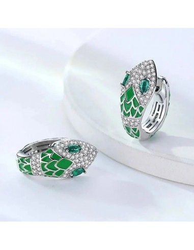 Sterling Silver Green Zircon Snake Clip Earrings for Women commande en ligne