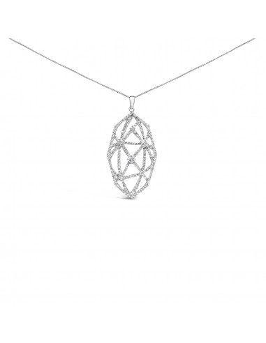 18K White Gold 2 1/4 Cttw Diamond Geometric Open Work Pendant Necklace (F-G Color, VS1-VS2 Clarity) - 18" Livraison rapide