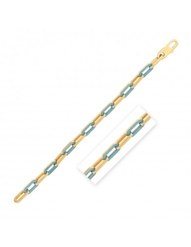 14k Yellow Gold Turquoise Paperclip Gem Link Bracelet (7.00 mm) Comparez et commandez 