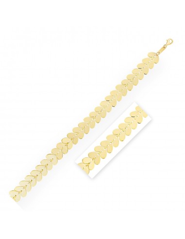 14k Yellow Gold Polished Heart Link Chain Bracelet acheter en ligne