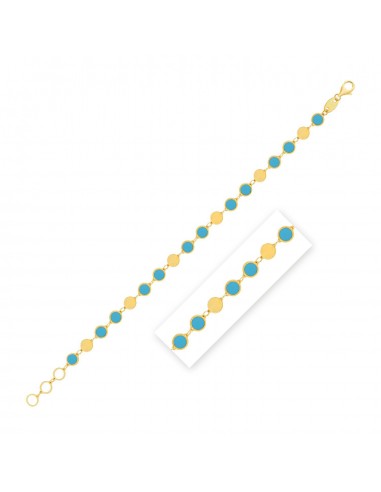 14k Yellow Gold Turquoise Geometric Mirror Gem Chain Bracelet (5.00 mm) vous aussi creer 