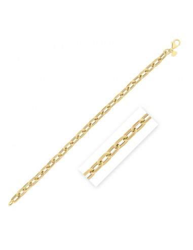 14k Yellow Gold Oval Domed Paperclip Chain Bracelet (5.30 mm) vous aussi creer 