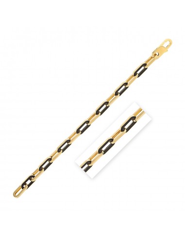 14k Yellow Gold Black Onyx Paperclip Gem Link Bracelet (7.00 mm) 2 - 3 jours ouvrés.