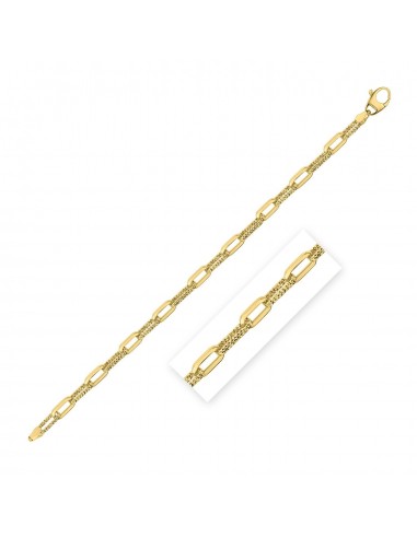 14k Yellow Gold Diamante Paperclip Chain Bracelet (4.00 mm) livraison et retour toujours gratuits