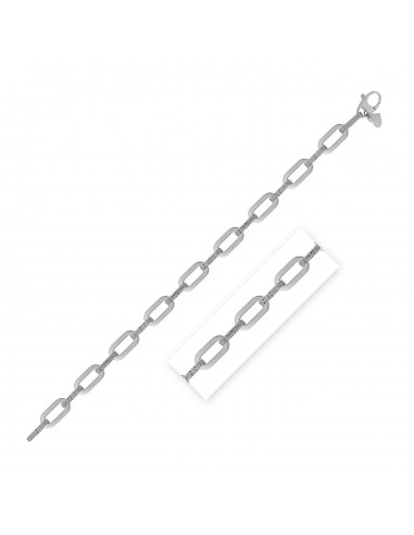 14k White Gold Diamante Paperclip Chain Bracelet (7.00 mm) rembourrage situé sous