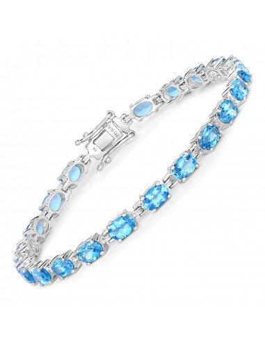 10.71 Carat Genuine Swiss Blue Topaz .925 Sterling Silver Bracelet de pas cher