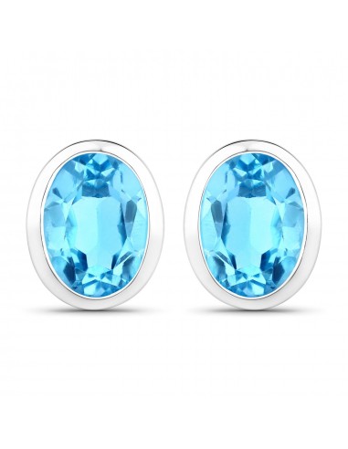 4.00 Carat Genuine Swiss Blue Topaz .925 Sterling Silver Earrings Toutes les collections ici