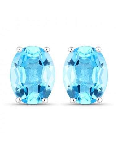 4.00 Carat Genuine Swiss Blue Topaz .925 Sterling Silver Earrings en linge