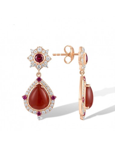 925 Sterling Silver Drop Earrings with Dyed Red Agate Created Ruby JUSQU'A -70%! 