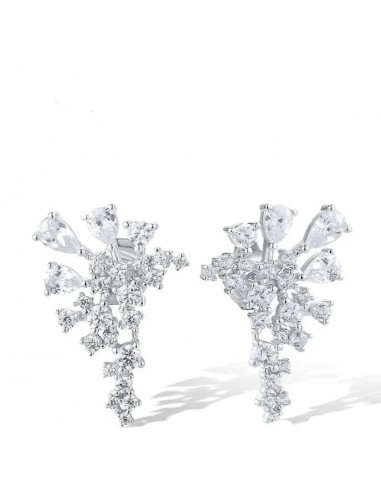 Sterling Silver Stud Earrings with White Cubic Zirconia prix