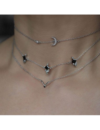 DYNASTY. Black Spinel Trilogy Chain Choker - Silver Les êtres humains sont 