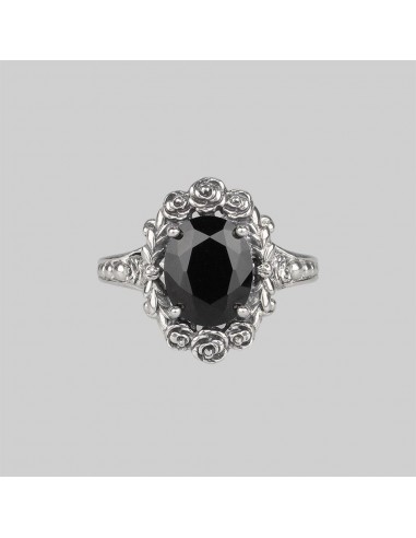 MARIA. Rose Wreath Onyx Silver Cocktail Ring 2023