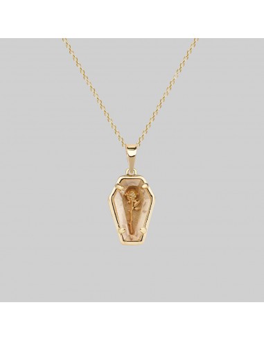 REBIRTH. Rose Under Glass Coffin Necklace - Gold s'inspire de l'anatomie humaine