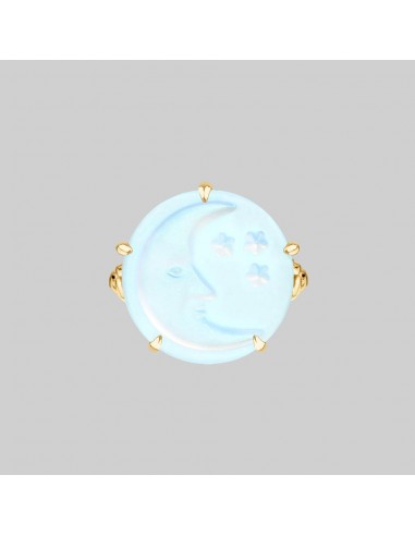 BLUE MOON. Crystal Moon & Star Ring - Gold chez Cornerstreet bien 