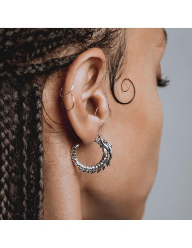 DRAKE. Dragon Hoop Earrings - Silver meilleur choix