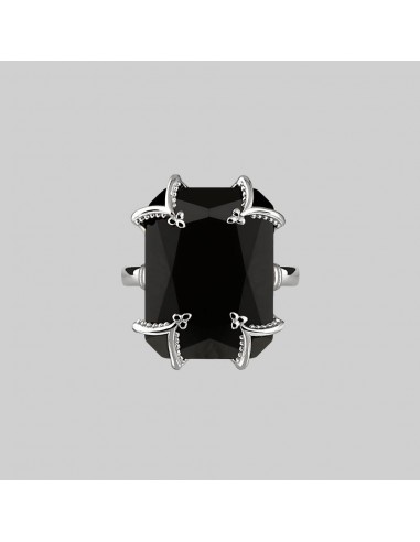 MAGDALENA. Black Spinel Gothic Ring - Silver français