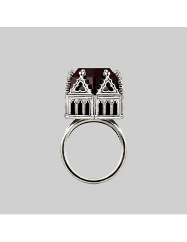 TEMPLE OF CHAMBERS. Garnet CZ Cathedral Ring - Silver 50% de réduction en Octobre 2024