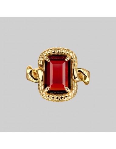 MALICE. Garnet CZ Coiled Snake Cocktail Ring - Gold acheter