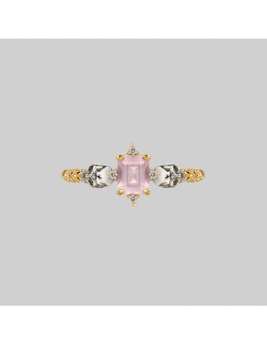 STAR CROSSED LOVERS. Rose Quartz & Skulls Ring - Gold pas cher