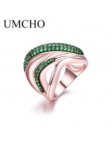 925 Sterling Silver Simulated Emerald Geometric Ring for Women du meilleur 