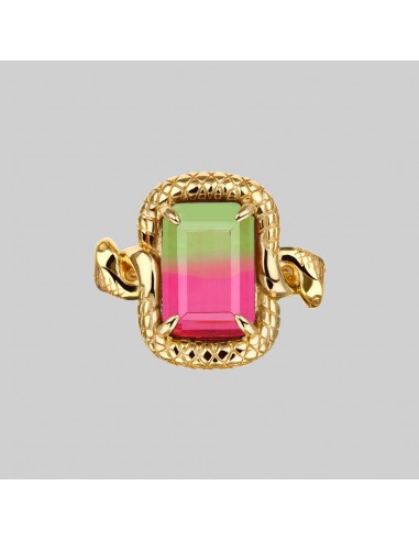 MALICE. Tourmaline CZ Coiled Snake Cocktail Ring - Gold les ligaments