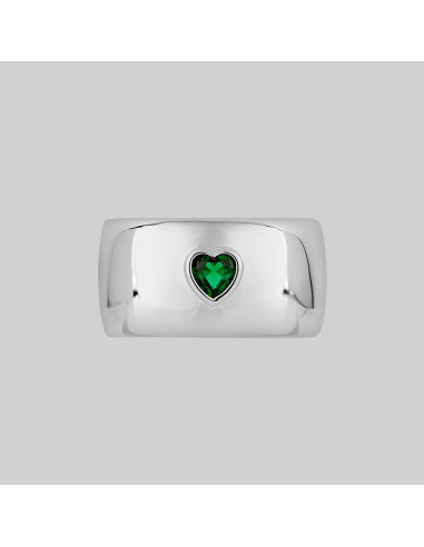 CANDICE. Green Heart Chunky Band Ring - Silver ouvre sa boutique