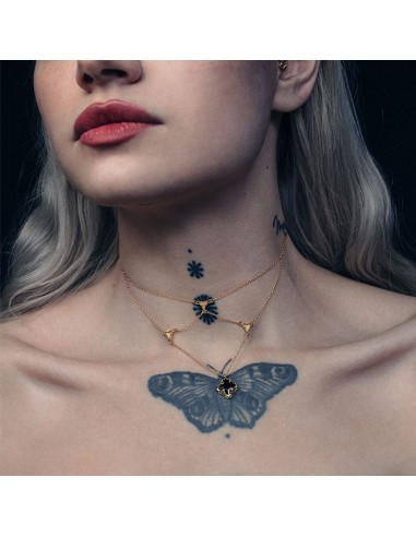 VAULT. Square Onyx Layered Choker - Gold pas chere