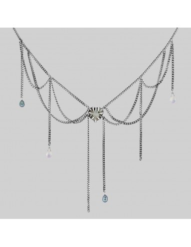 ENRAPTURED. Multi Drop Heart Gemstone Chain Necklace - Silver livraison et retour toujours gratuits