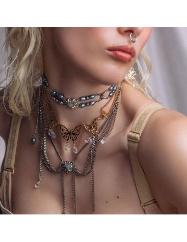 VIRESCENT. Claw Heart Pearl Choker - Silver Faites des économies